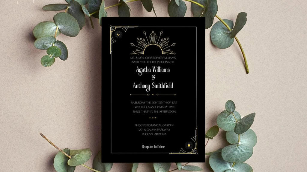 Art Deco Classy Retro Wedding Invitation Suite