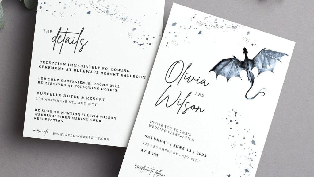 Fantasy Dragon Blue Wedding Invitation