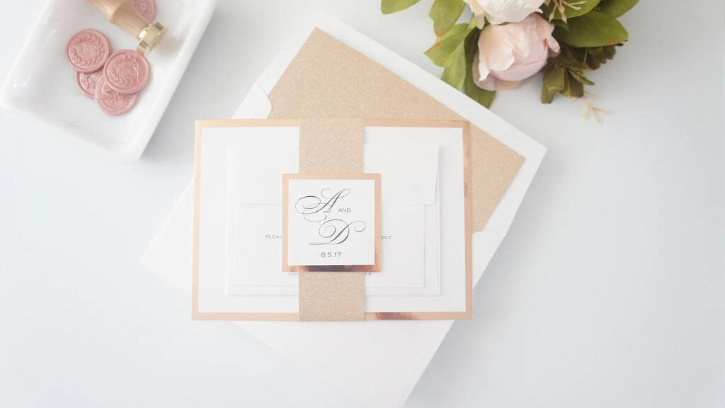 Blush Rose Gold Wedding Invitation
