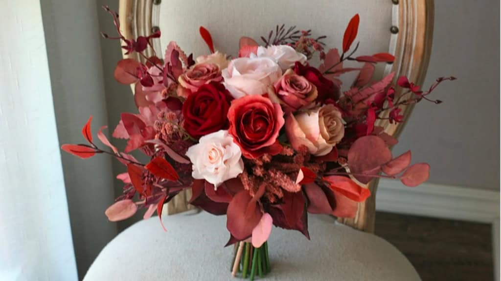 Burgundy and Dusty Rose Bridal Bouquet