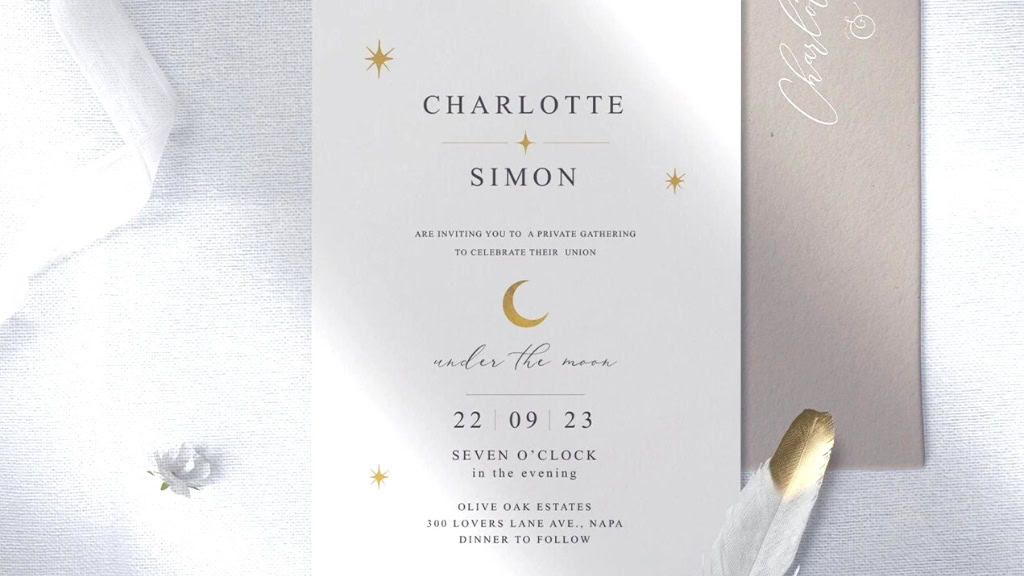 Celestial Invite Gold Stars and Moon Crescent