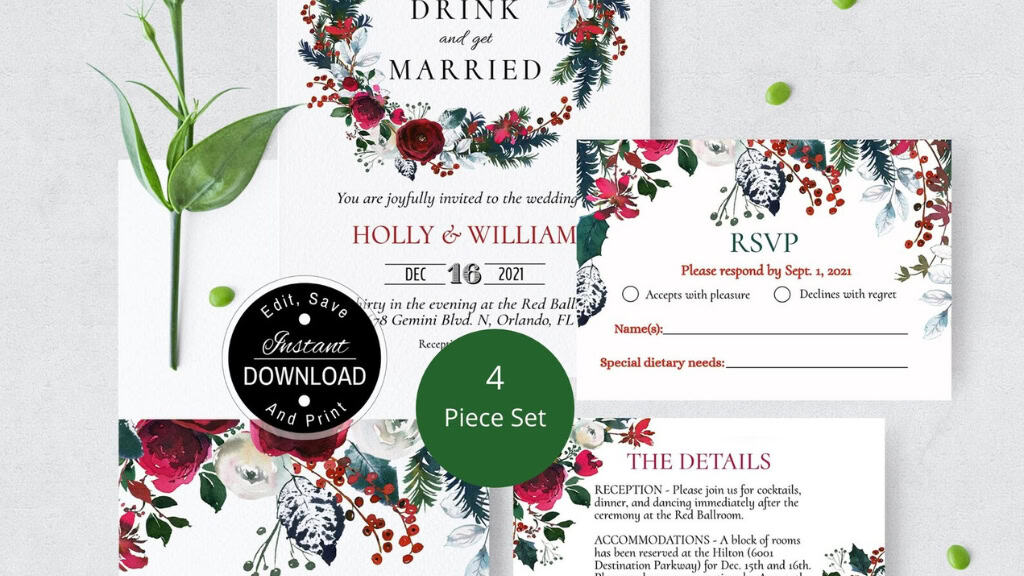 Christmas Wedding Invitation Bundle of Joy