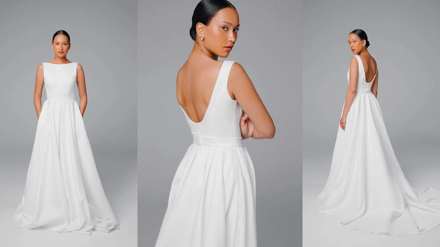 Classic Matte Satin A-Line Wedding Gown