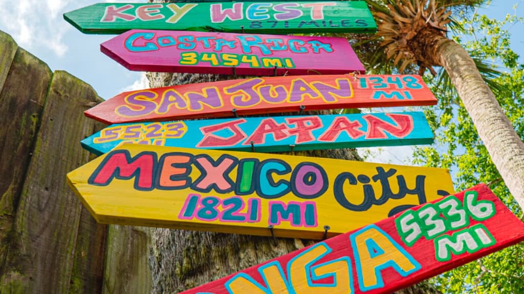 Set of 8 Hand-Painted Tiki Directional Signs