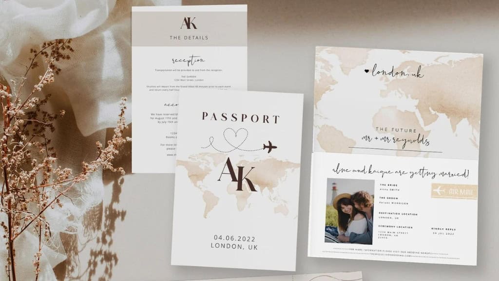 Travel Wedding Passport Invitation Set