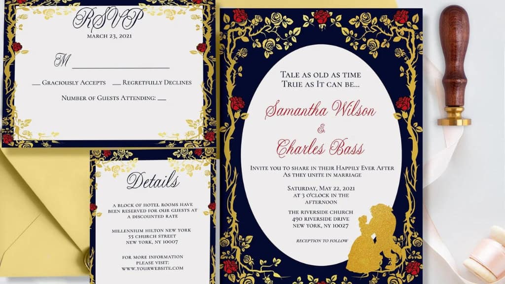 DIY Beauty and the Beast Wedding Invitation