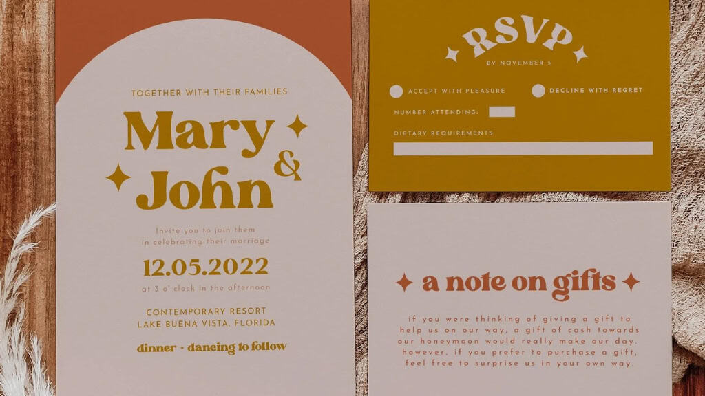 Retro Wedding Invitation Template Set