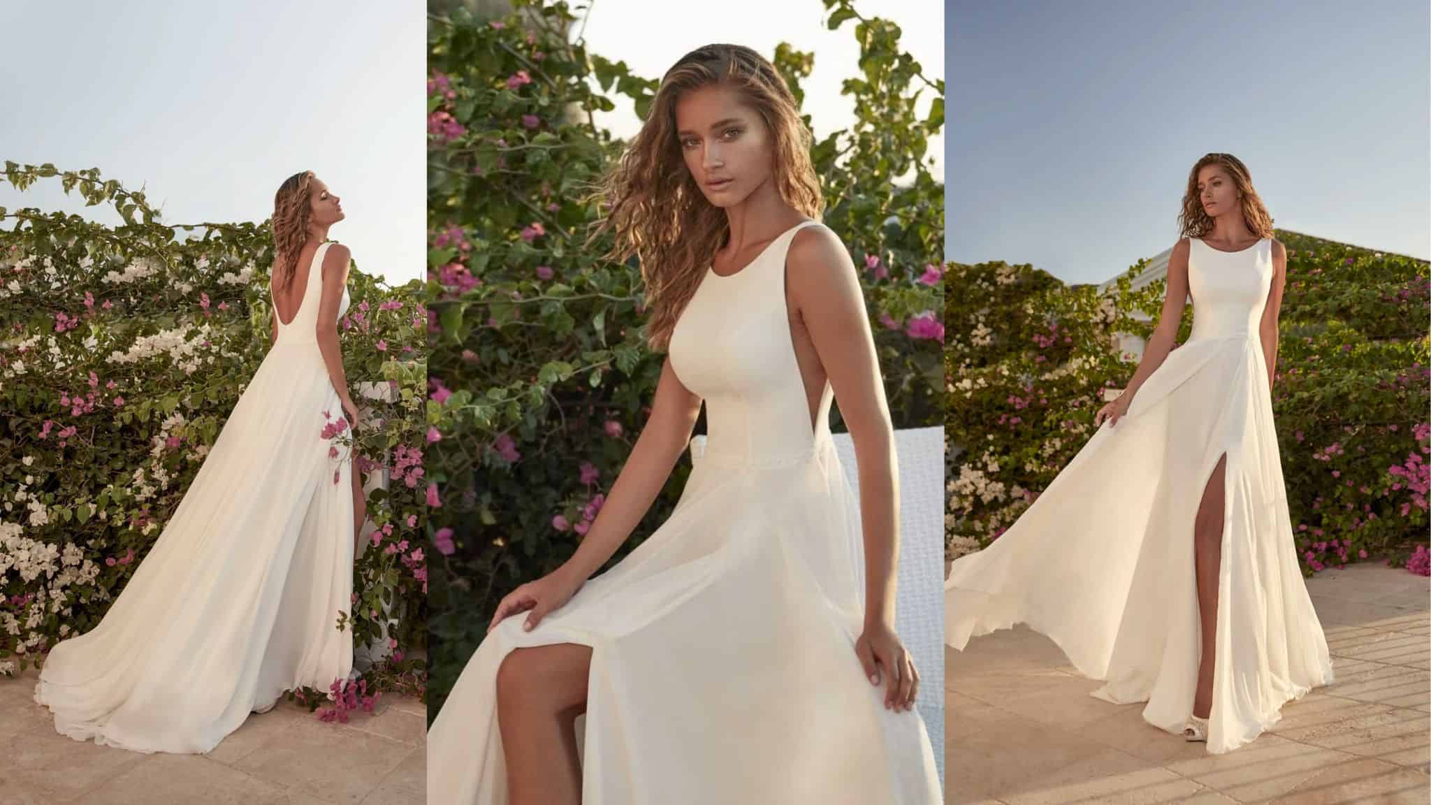 Custom High Neck Chiffon Wedding Dress