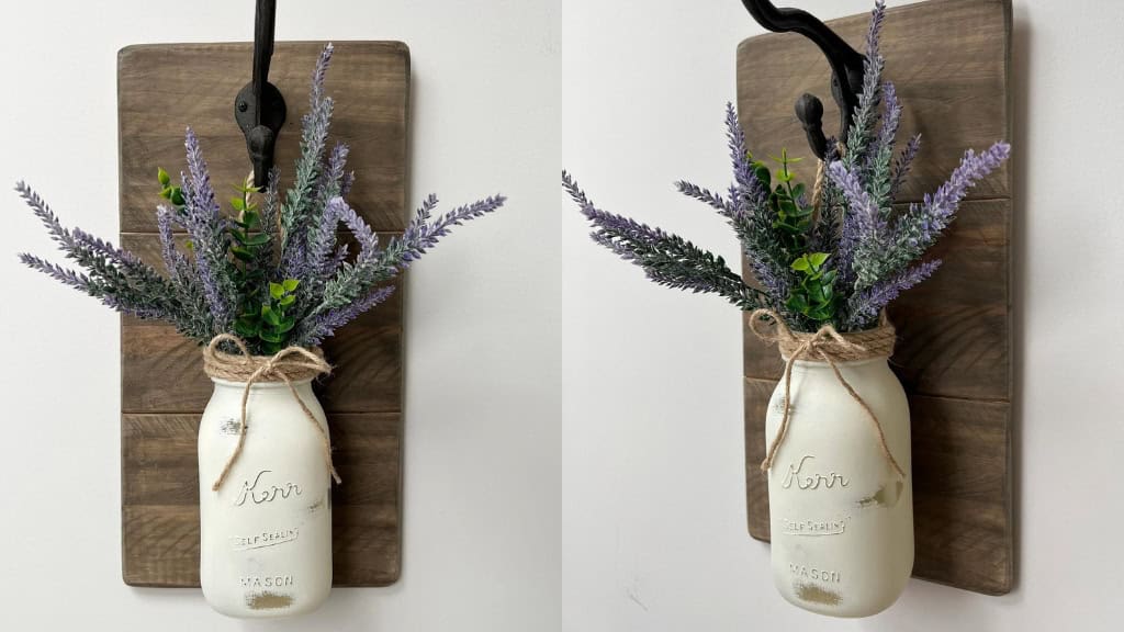 Handmade Mason Jar Wall Hanger with Lavender