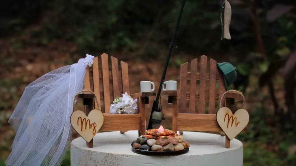 Fishing Adirondack Chairs Wedding Cake Topper
