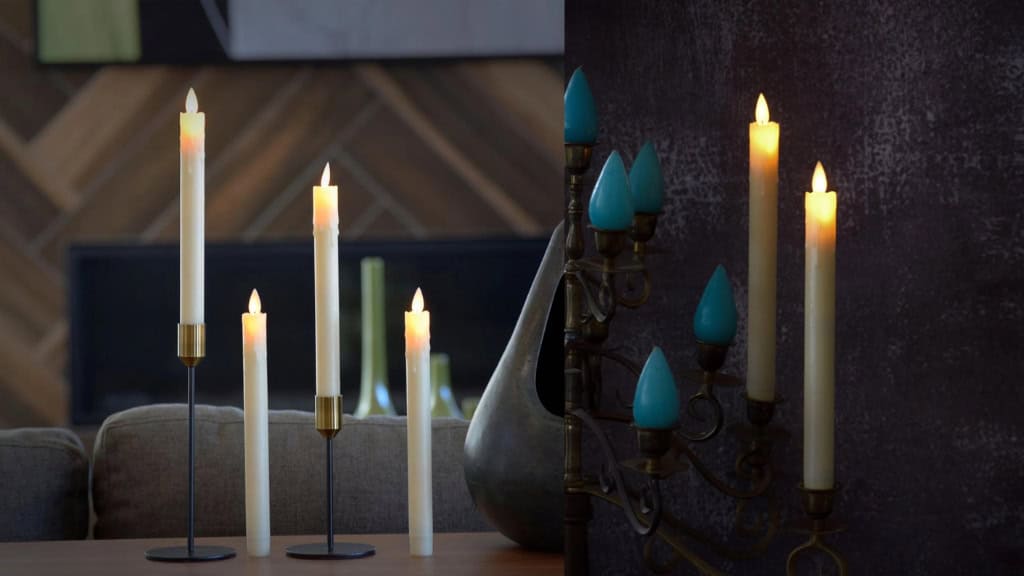 Flameless White Wax Taper Candles