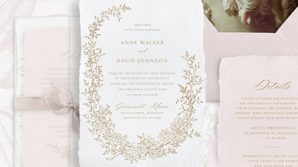 Editable Wedding Invitation Template with Floral Wreath