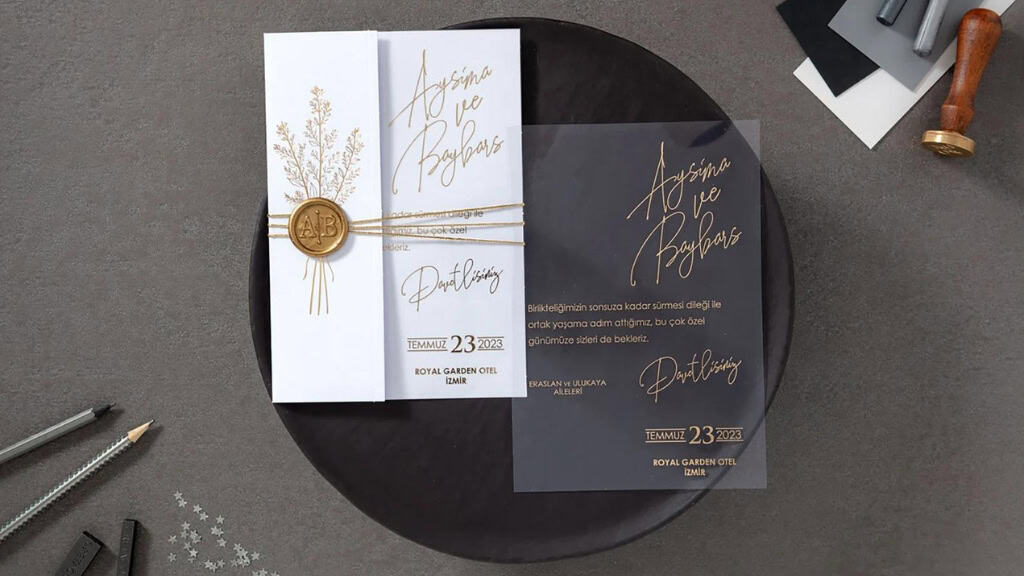 Gold Foil Clear Acrylic Wedding Invitations