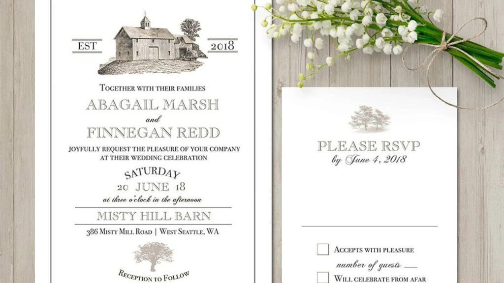 Rustic Barn Wedding Invitation Set