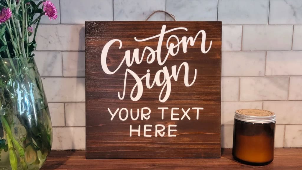 Custom 10x10-inch Hand Lettered Wood Sign