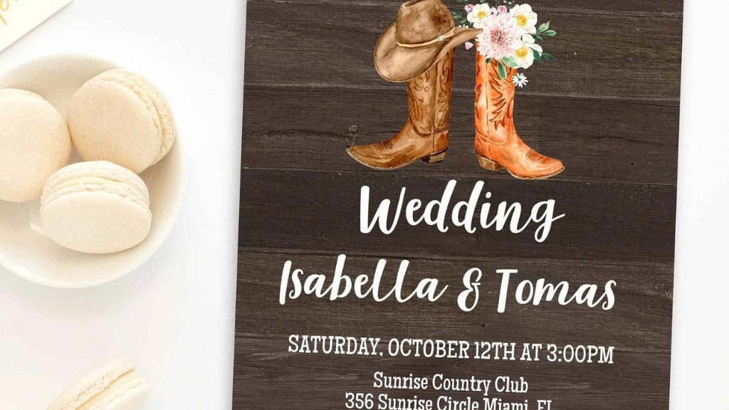 Country Western Boots Wedding Invitation Template