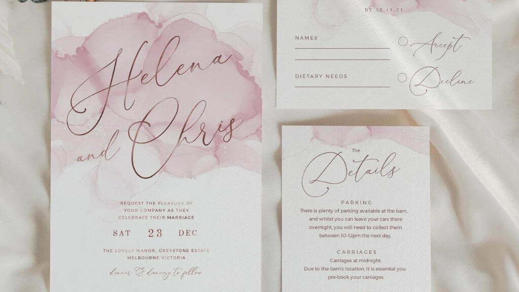 Blush Pink & Rose Gold Foil Wedding Invitation
