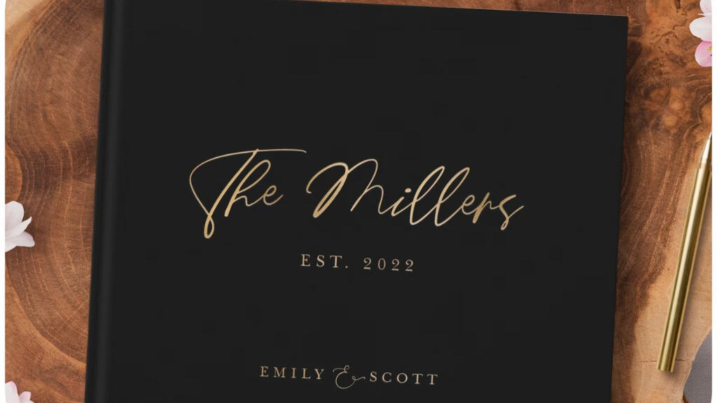 Personalized Gold Foil Wedding Guest Book