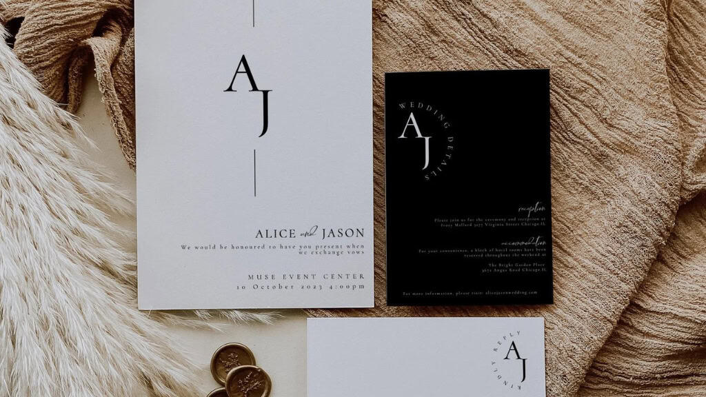 Modern Initials Customizable Wedding Invitation Set