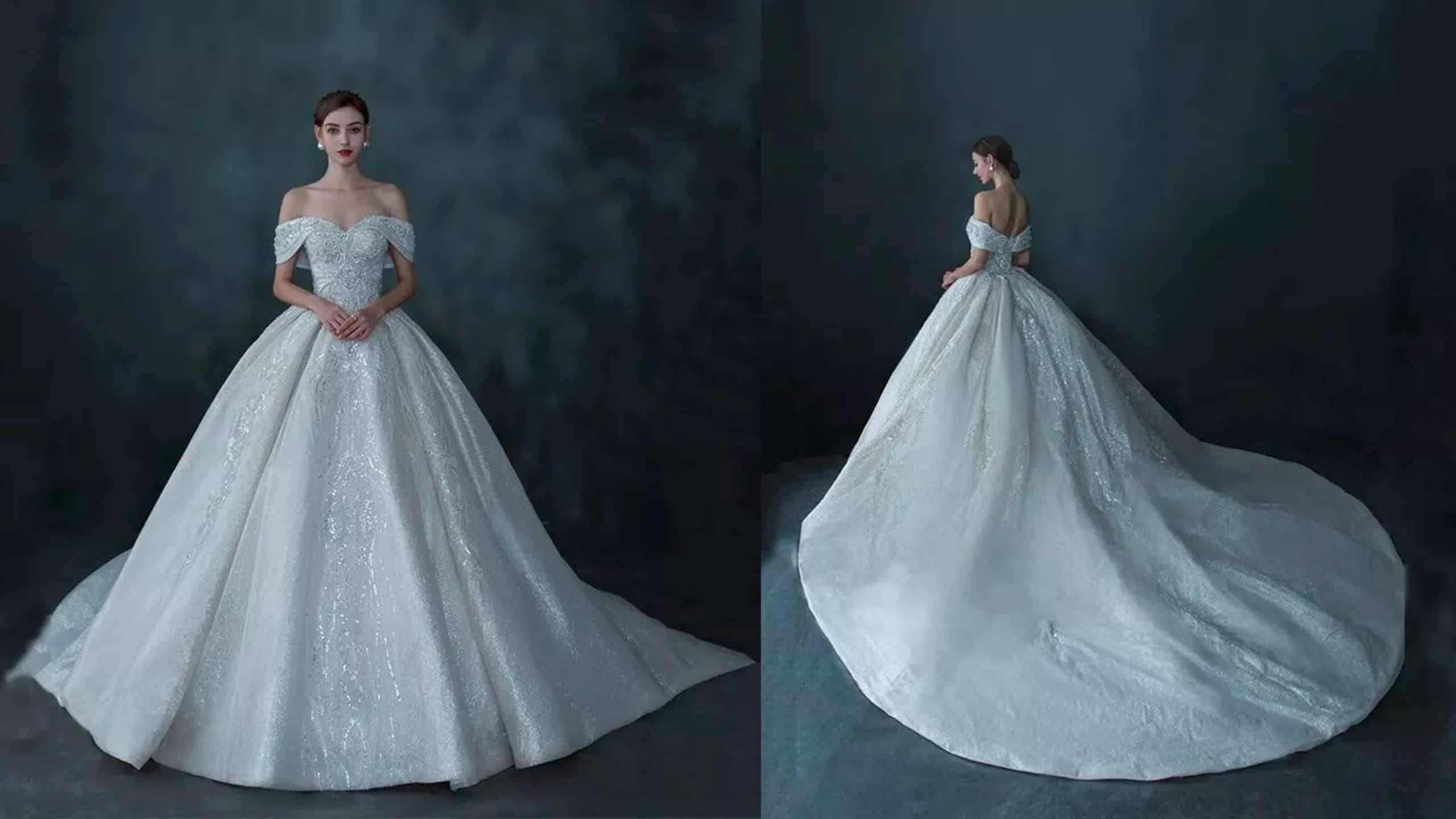 Luxurious Off Shoulder Princess Wedding Dress