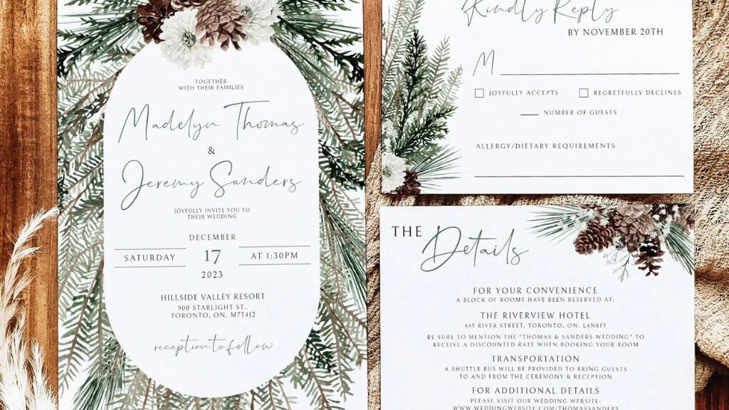Merry Boho Christmas Winter Wedding Invitation