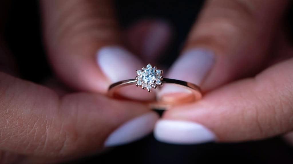 Cluster Diamond Rose Gold Engagement Ring