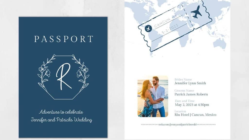 Destination Passport Wedding Invitation