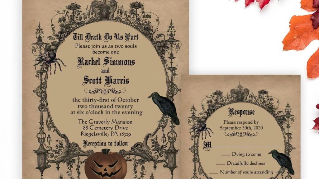 Halloween Gothic Wedding Invitation - Till Death Do Us
