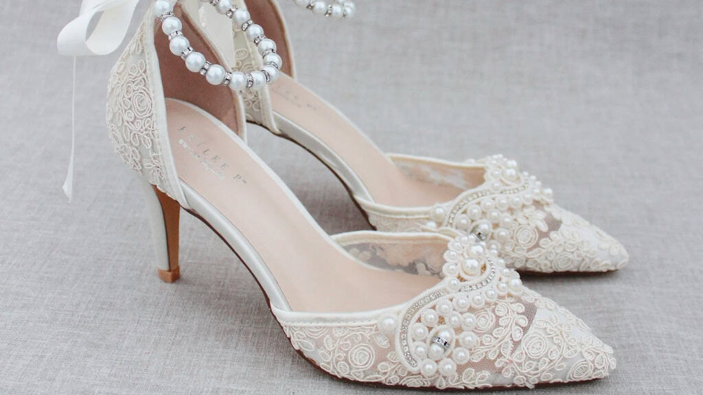 Ivory Crochet Lace Pointy Toe Heels