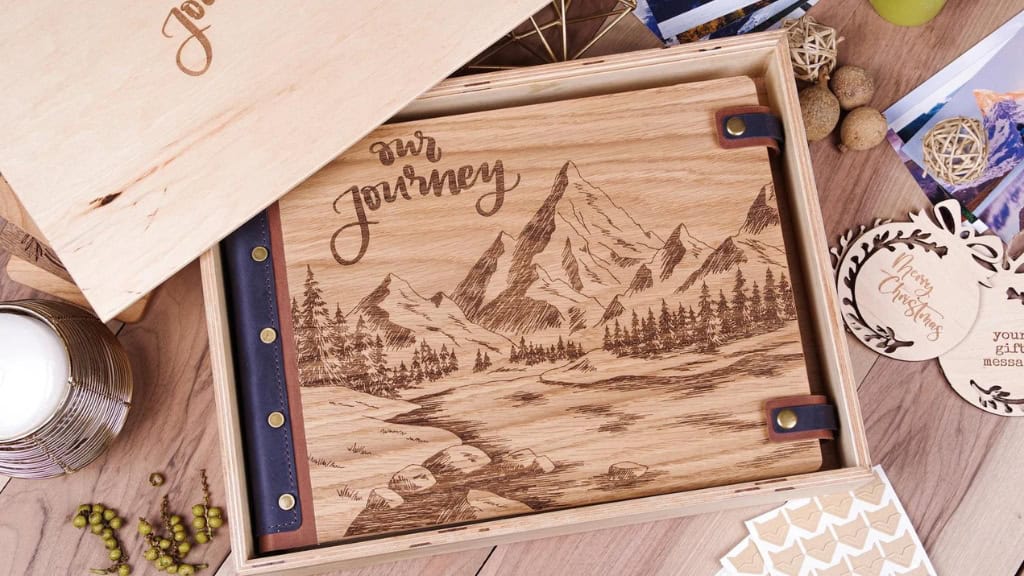 Personalized Oak Wood and Leather Photo Album