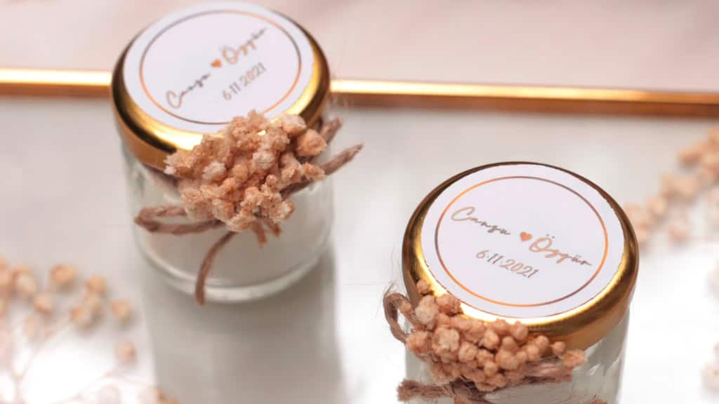 Small Custom Wedding Candle Glass Jar