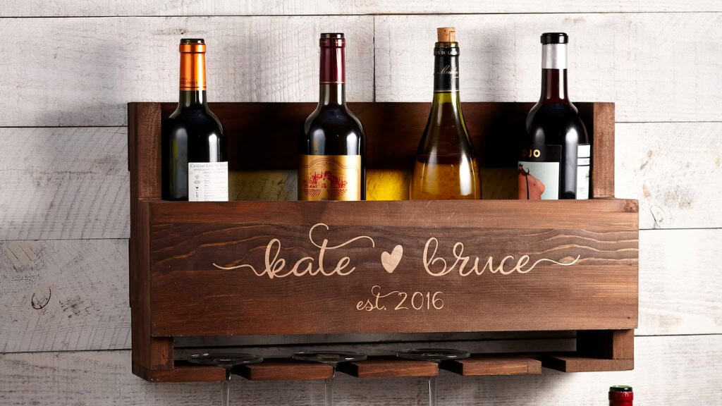 Personalized Pine Wood Wine Rack