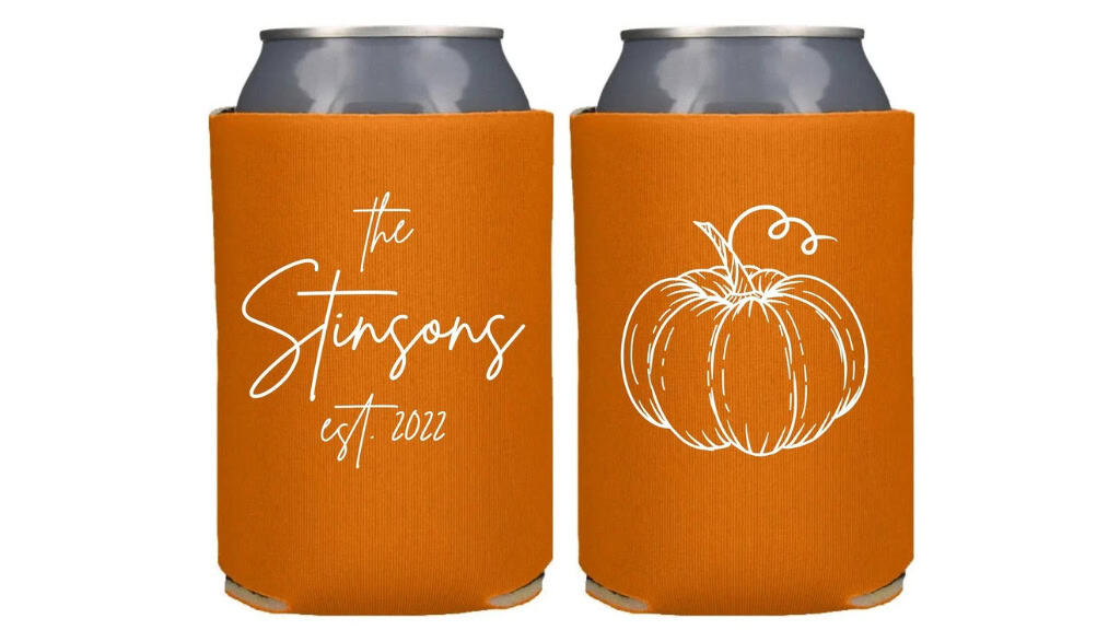Personalized Fall Wedding Can Cooler