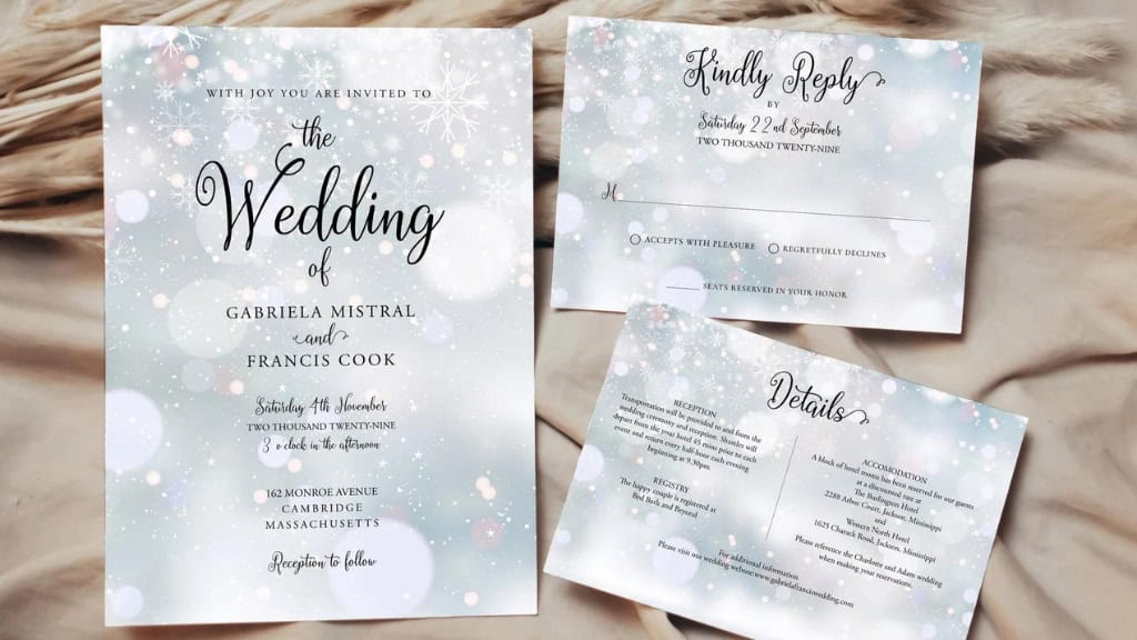 Snowflake Shiny Wedding Invitation Set