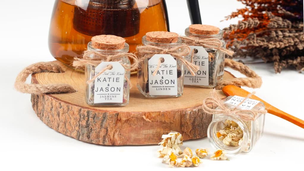 Wedding Tea Favor Glass Cork Jars