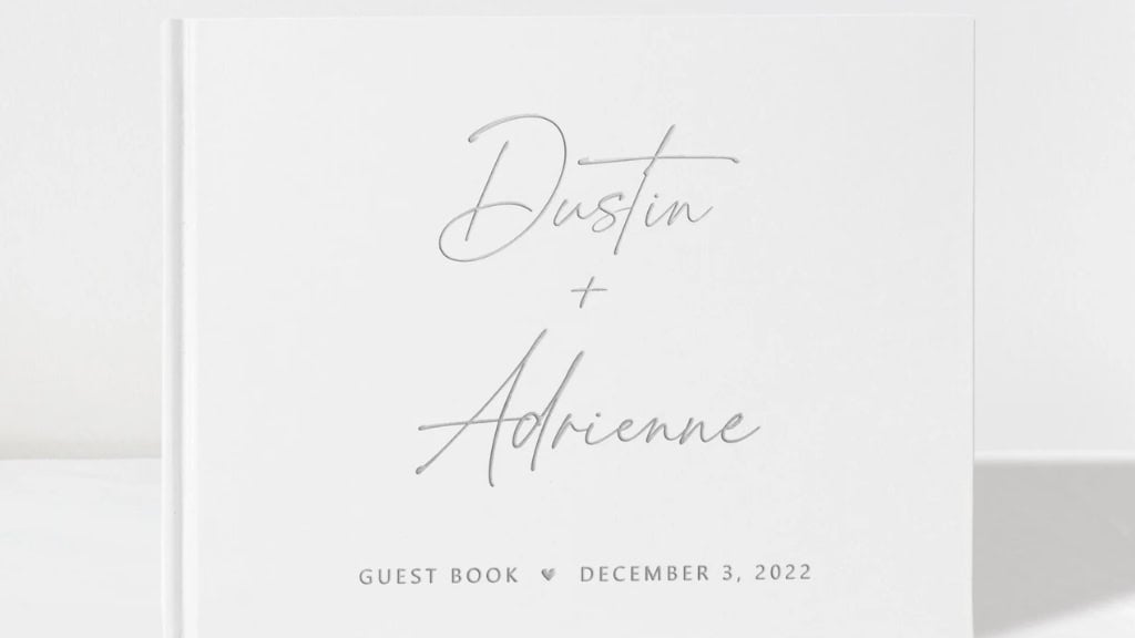 Personalized White and Silver Wedding Guest Book