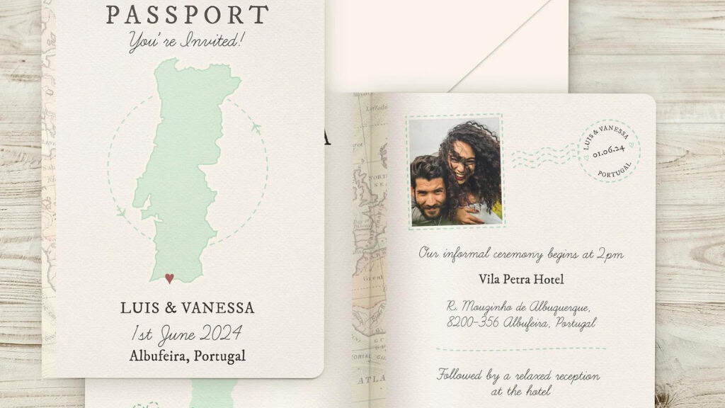 Passport Style Wedding Invitation Sample