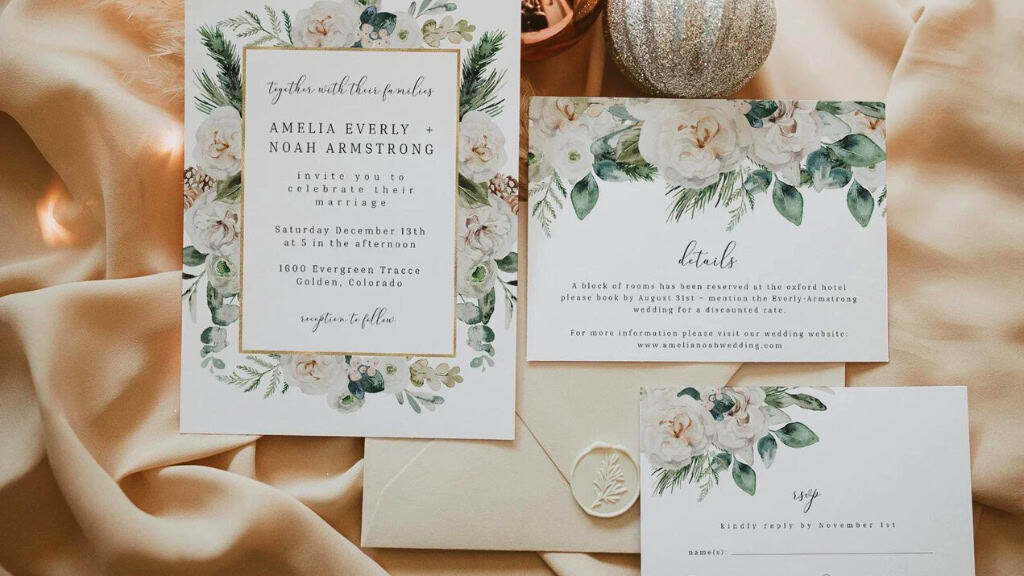 BELLE Winter Floral Wedding Invitation