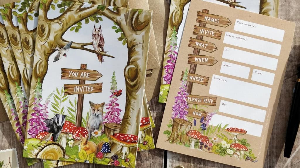 Rustic Woodland Double-Sided Invitations