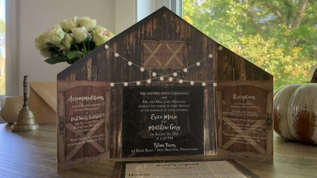 Rustic Barn Wedding Invitation with Folding Doors