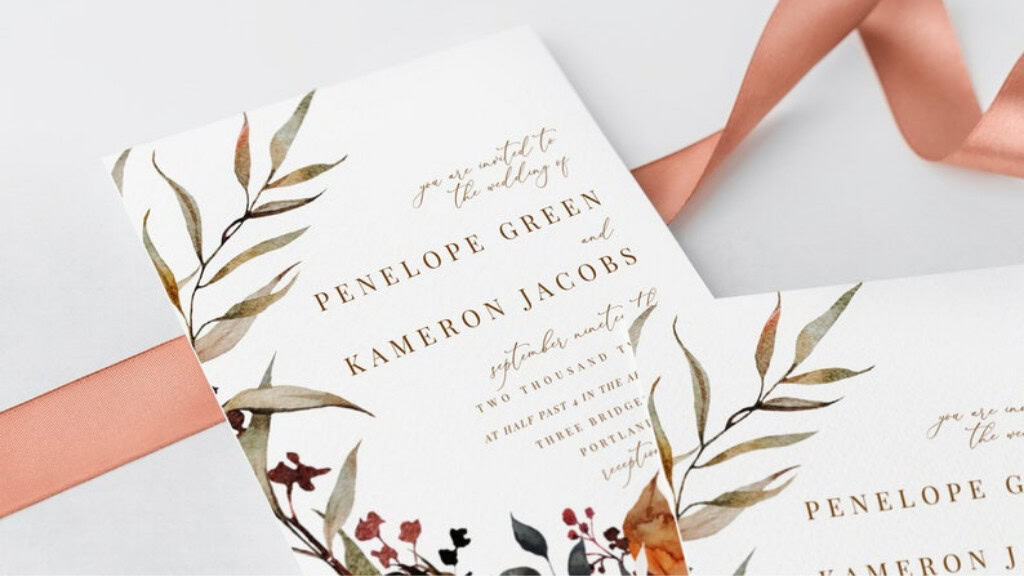Amber Rustic Bohemian Fall Wedding Invitations