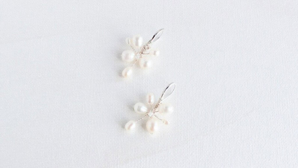Dainty Pearl Silver-Plated Bridal Earrings