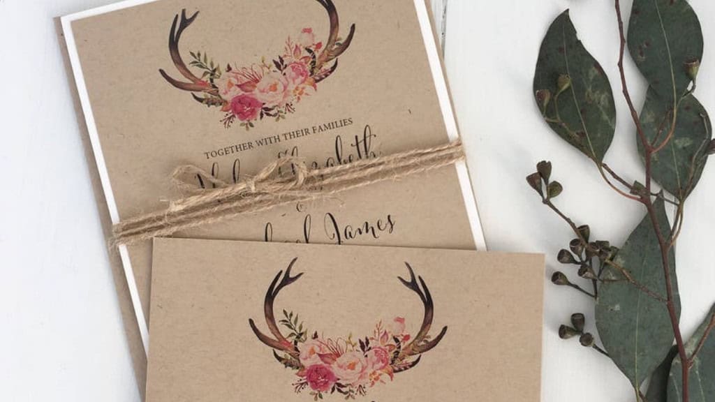 Rustic Floral Wedding Invitation Suite