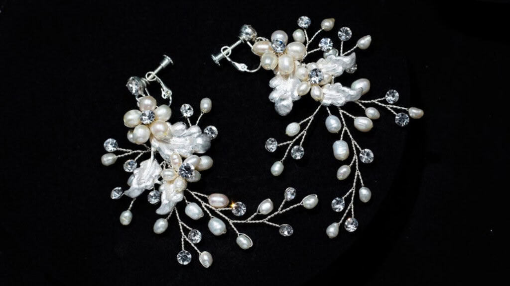Floral Vine Earrings with Freshwater Pearls