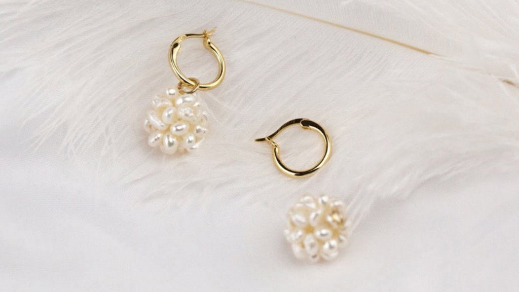 Gold Hoops with Freshwater Pearl Clusters
