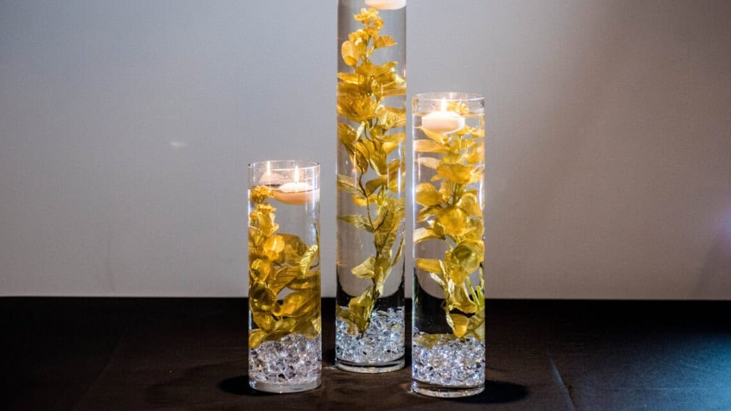 Submersible Gold Floral Wedding Centerpiece