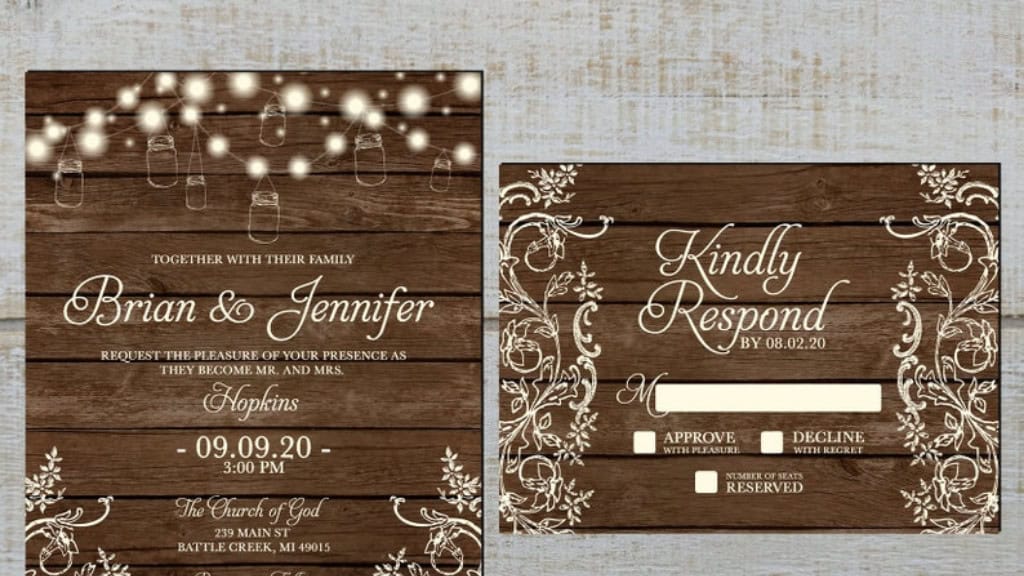 Rustic Fall Jar Lights Wedding Invitation