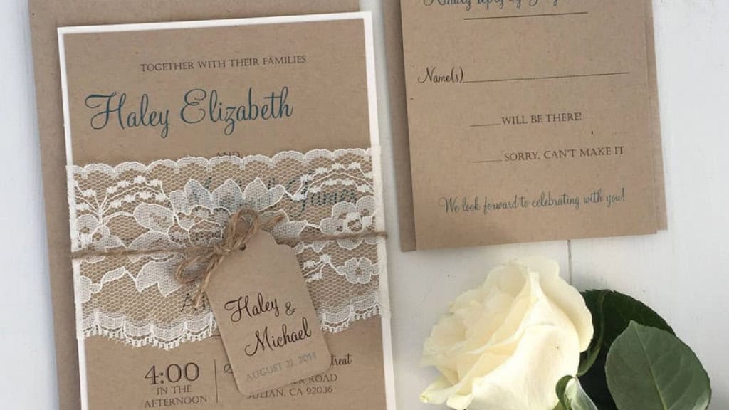 Rustic Vintage Lace Wedding Invitation