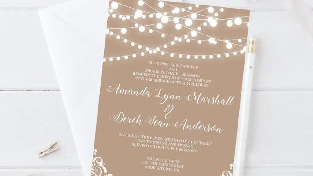 Rustic Burlap String Light Wedding Invitations