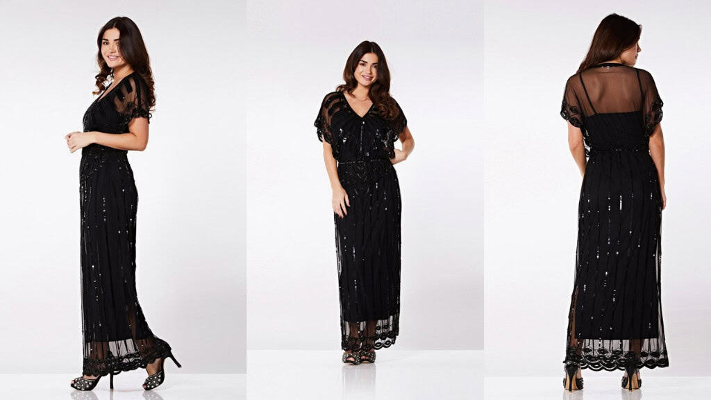 Angel Sleeve Black Maxi Prom Dress